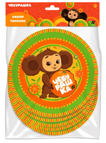 Изображение Одноразовая посуда 18см НД плэй тарелка Чебурашка НД Плэй м/у, 6 шт