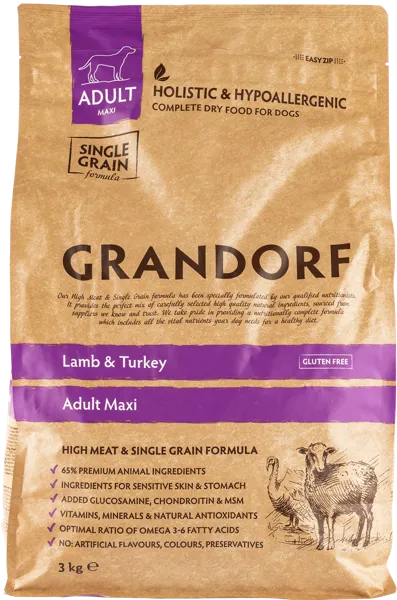 Изображение Корм для собак крупных пород Грандорф ягненок индейка Юнайтед Петфуд м/у, 3 КГ