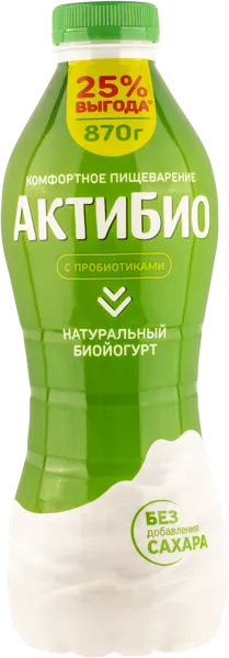 Изображение Биойогурт 1,6% питьевой Актибио натуральный Эйч энд Эн п/б, 870 мл