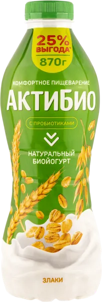 Изображение Биойогурт 1,6% питьевой Актибио злаки Эйч энд Эн п/б, 870 мл