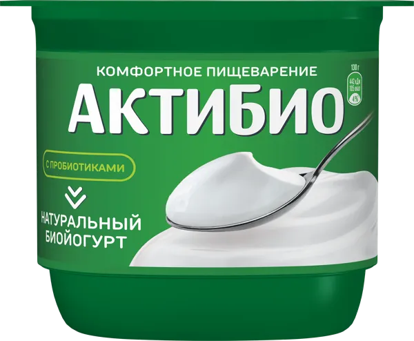 Изображение Биойогурт 3,5% без сахара Актибио натуральный Эйч энд Эн п/б, 130 г