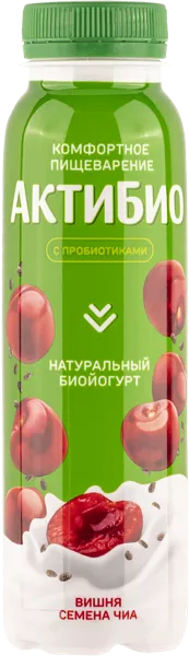 Изображение Биойогурт 1,5% питьевой Актибио вишня семена чиа Эйч энд Эн п/б, 260 мл