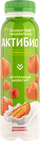 Изображение Биойогурт 1,5% питьевой Актибио клубника земляника Эйч энд Эн п/б, 260 мл