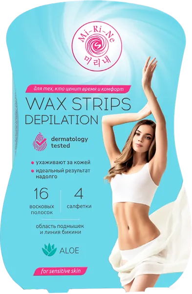 Изображение Полоски восковые для тела Ми ри не чувствительная кожа алоэ Пазарлама к/у, 16 шт