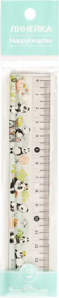 Изображение Линейка 15см антискользящая Бруно Висконти хэппи графикс панды Бруно Висконти м/у, 1 шт
