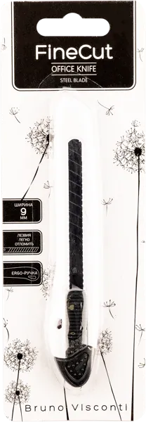 Изображение Нож канцелярский Бруно Висконти файн кат бело-черный Бруно Висконти к/у, 1 шт