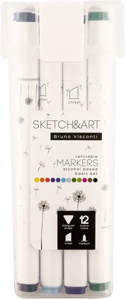 Изображение Маркеры цветные Бруно Висконти Скетч Арт двусторонние Бруно Висконти п/у, 12 шт