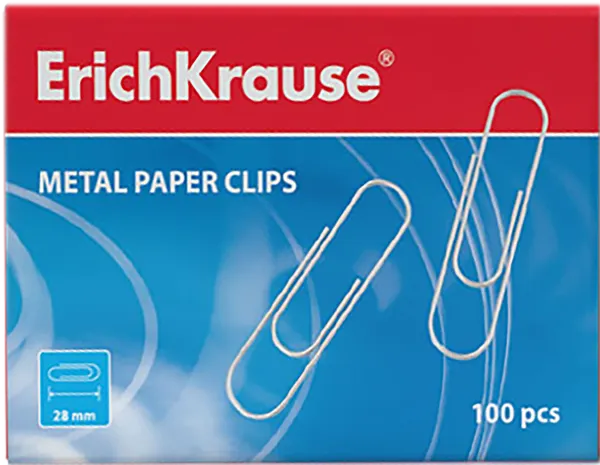 Изображение Скрепки 28мм металлические Эрих Краузе оцинкованные Эрих Краузе к/у, 100 шт