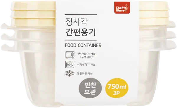 Изображение Контейнер 750мл для хранения Тарк квадратный желтый Донг Янг , 3 шт