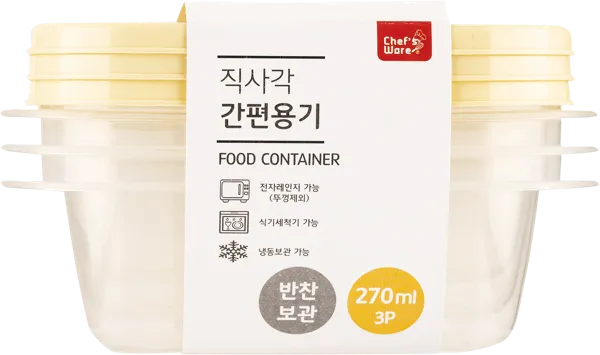 Изображение Контейнер 270мл для хранения Тарк прямоугольный желтый Донг Янг , 3 шт