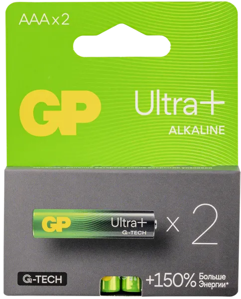 Изображение Батарейка ААА ЛР03 1,5 вольт ДжиПи ультра плюс алкаин ДжиПи к/у, 2 шт