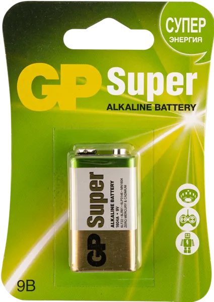 Изображение Батарейка 6ЛР61 9 вольт ДжиПи супер алкаин ДжиПи к/у, 1 шт