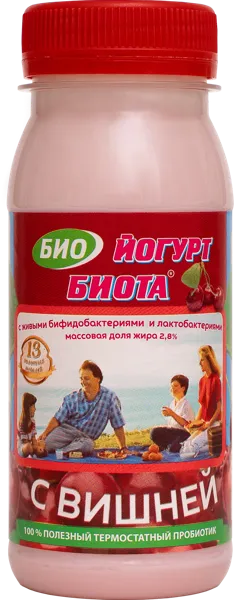 Изображение Биойогурт 2,8% питьевой Биота вишня Кубаньтехносервис п/б, 150 г