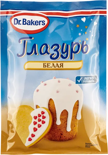 Изображение Глазурь сахарная Др. Бейкерс белая Др. Бейкерс м/у, 90 г