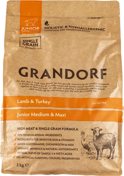 Изображение Корм для юниоров Грандорф ягненок с индейкой Юнайтед Петфуд м/у, 3 КГ