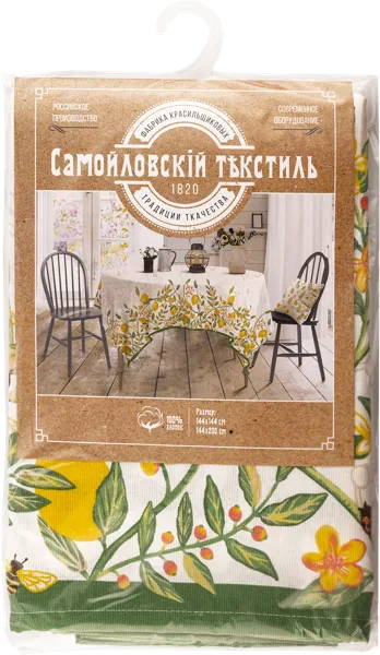 Изображение Скатерть 144см хлопок Самойловский текстиль лимонный сад Нордтекс м/у, 1 шт