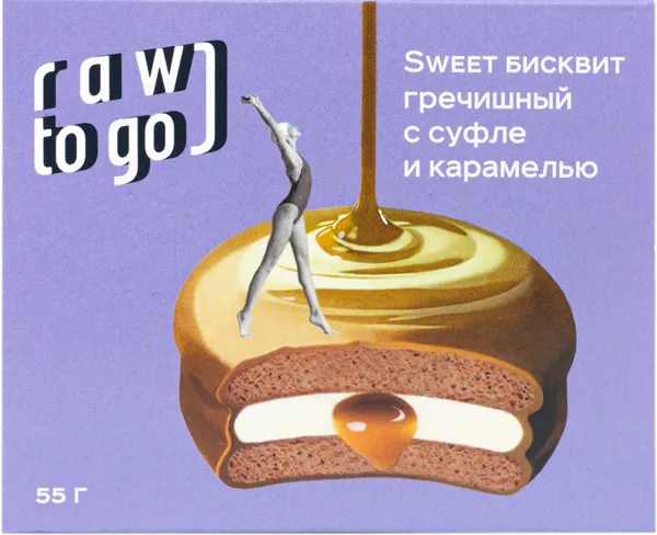 Изображение Пирожное гречишное Рав ту гоу карамель Ду ит кор, 55 г