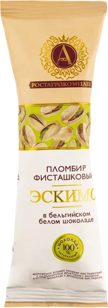 Изображение Мороженое пломбир эскимо А.РостАгроКомплекс фисташка в белом шоколаде РАМОЗ м/у, 65 г