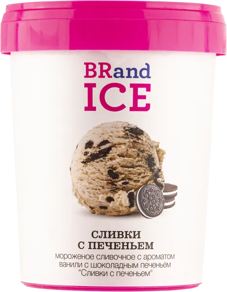 Изображение Мороженое сливочное Бренд Айс сливки с печеньем БРПИ п/у, 600 г