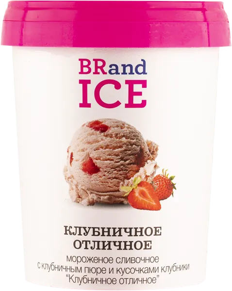 Изображение Мороженое сливочное Бренд Айс клубничное-отличное БРПИ п/у, 300 г