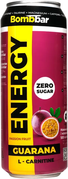 Изображение Напиток газ L-карнитин Бомббар маракуйя Натуральные напитки ж/б, 0,45 л