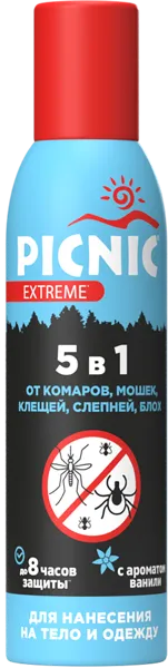 Изображение Аэрозоль от летающ насекомых Пикник экстрим 5в1 Арнест ж/б, 150 мл