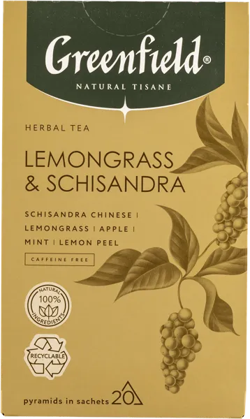 Изображение Чайный напиток в пирамидках Гринфилд лемонграсс лимонник Орими Трейд кор, 20*1,8 г