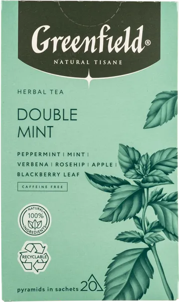 Изображение Чайный напиток в пирамидках Гринфилд двойная мята Орими Трейд кор, 20*1,8 г