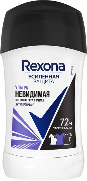 Изображение Антиперспирант стик женский Рексона ультра невидимая 72ч 3в1 Юнилевер п/у, 40 мл