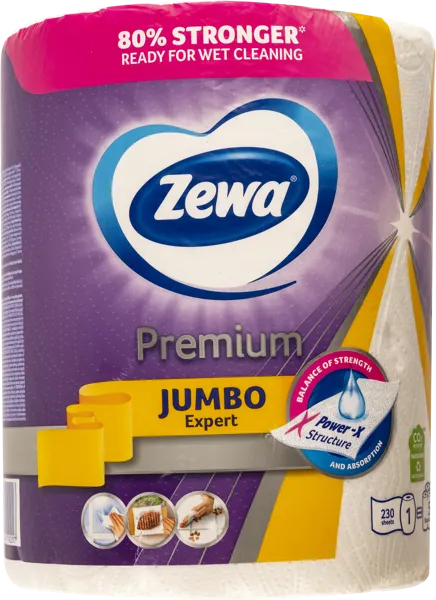 Изображение Полотенце бумажное 3х сл Зева премиум джамбо белое 230 листов Эссити м/у, 1 шт