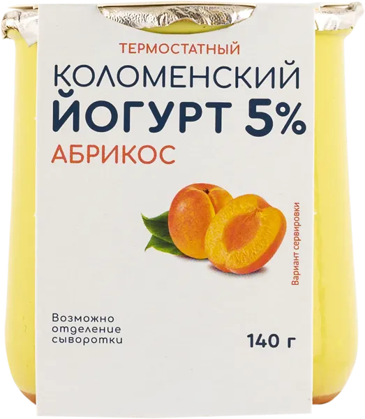 Изображение Йогурт 5% термостатный Коломенское абрикос Коломенское к/б, 140 г