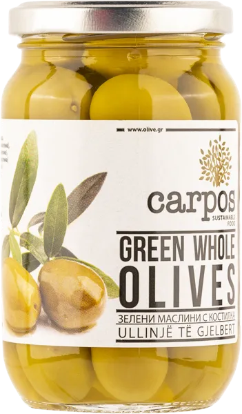 Изображение Оливки с косточкой Карпос зеленые Халкидики 121/140 Хигас Георгиадис с/б, 355 г