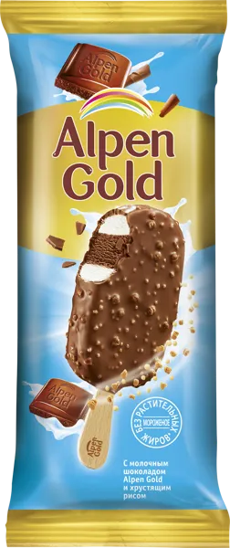 Изображение Мороженое эскимо Альпен Гольд в молочном шоколаде Фронери Рус м/у, 58 г