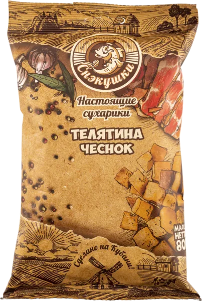 Изображение Сухарики пшеничные Снэкушки телятина чеснок Фишка м/у, 80 г