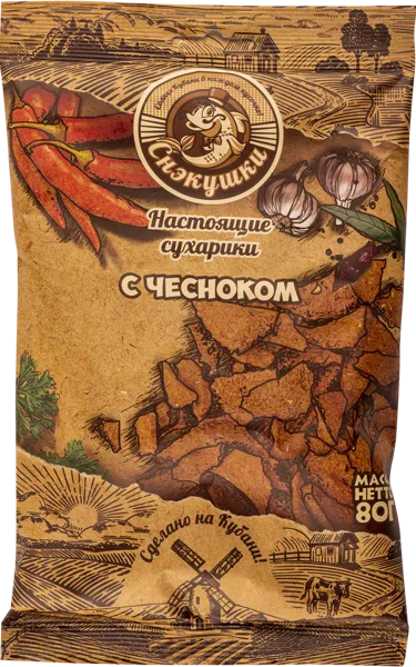 Изображение Сухарики ржаные Снэкушки чеснок Фишка м/у, 80 г