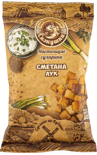 Изображение Сухарики пшеничные Снэкушки сметана лук Фишка м/у, 80 г