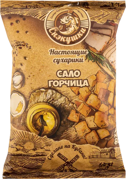 Изображение Сухарики пшеничные Снэкушки сало горчица Фишка м/у, 80 г