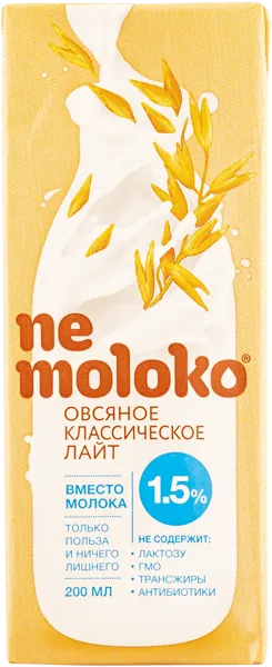 Изображение Напиток 1,5% овсяный Немолоко классический лайт Сады Придонья т/п, 200 мл