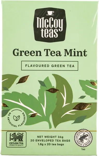 Изображение Чай зеленый в пакетиках Маккой мятный Маккой Цейлон кор, 20*1,8 г