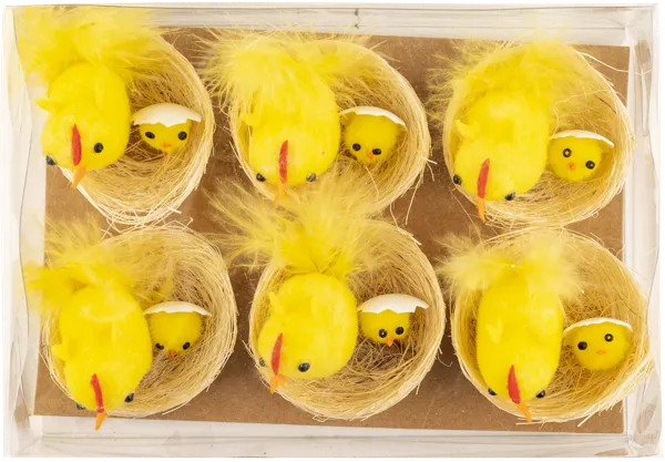 Изображение Фигурка 5см пасхальная Купман цыплята в гнездах Купман Интернэшнл , 6 шт