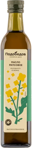 Изображение Масло рапсовое Подобедов высокоолеиновое Натуральные продукты с/б, 500 мл