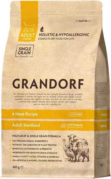 Изображение Корм для стерилиз кошек Грандорф четыре мяса с пробиотикам Юнайтед Петфуд м/у, 400 г