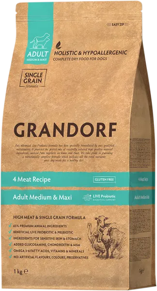 Изображение Корм для собак Грандорф четыре мяса с пробиотикам Юнайтед Петфуд м/у, 1 КГ