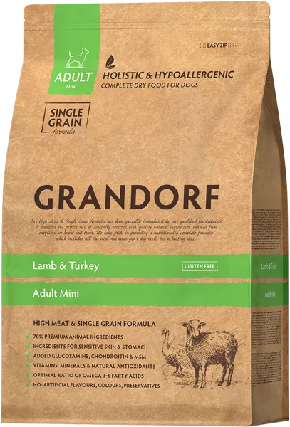 Изображение Корм для собак мелких пород Грандорф ягненок индейка Юнайтед Петфуд м/у, 1 КГ