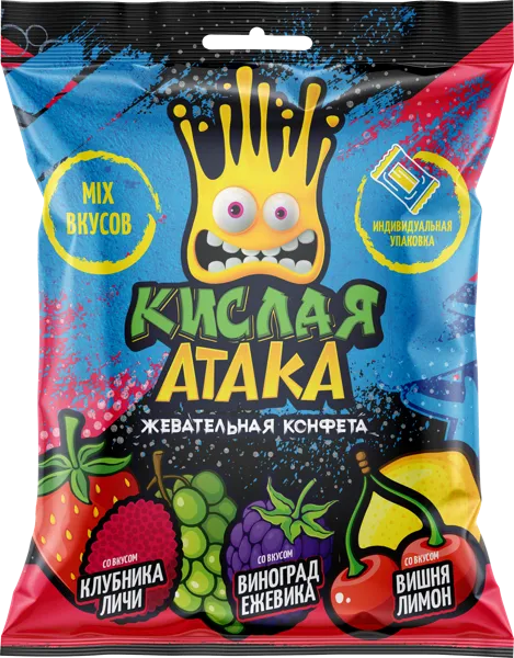 Изображение Конфеты жевательные Кислая Атака ассорти мини Сладкая сказка м/у, 50 г
