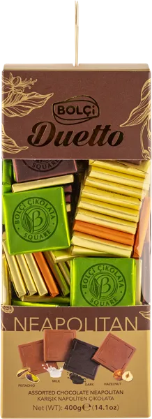 Изображение Ассорти шоколада Болчи дуэтто неополитан микс 4 вкуса Болчи Чиколата кор, 400 г