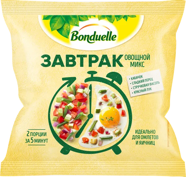 Изображение Овощная смесь замороженная Бондюэль завтрак с кабачком Бондюэль ООО м/у, 200 г