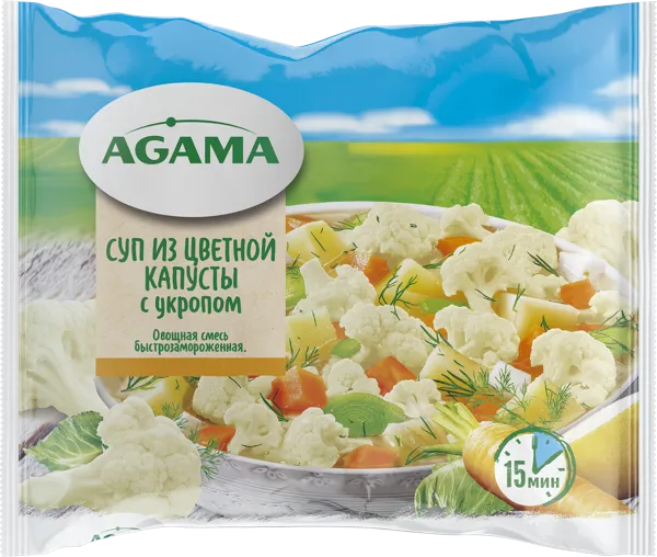 Изображение Овощная смесь замороженная Агама суп из цветной капусты Агама Роля Гринланд м/у, 400 г