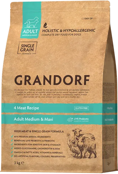 Изображение Корм для собак Грандорф четыре мяса с пробиотикам Юнайтед Петфуд м/у, 3 КГ