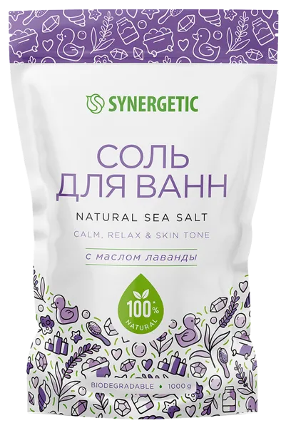 Изображение Соль для ванны Синергетик БИО масло лаванды Синергетик м/у, 1 КГ